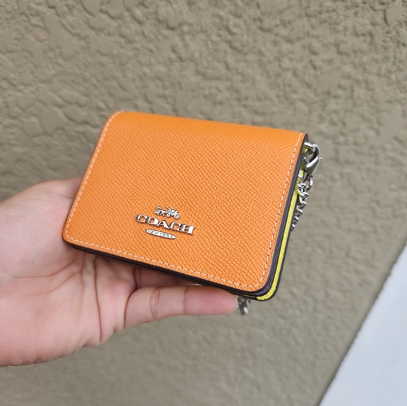 NWT Coach Brown Mini Wallet on a Chain in Colorblock - Picture 2 of 16